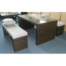 Rattan Möbel Outdoor Aluminium Rahmen Lounge Esszimmer Bank Set